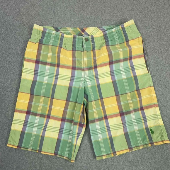 Polo Ralph Lauren Madras Plaid Board Shorts Men's Size M Surf Preppy Coastal - Picture 1 of 9